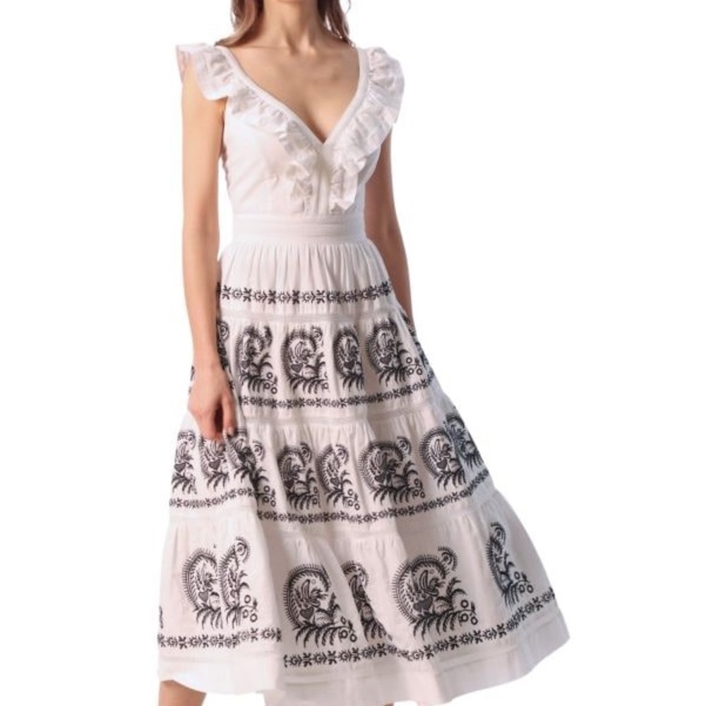 Bagatelle Ruffle Tiered Fit and Flare Midi Dress